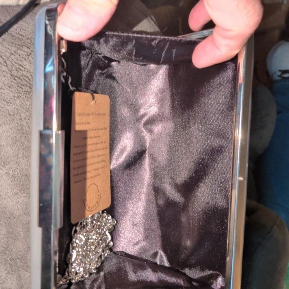 Women's Silver and Black Bag